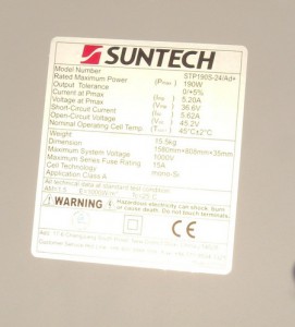 Suntech panel specifications